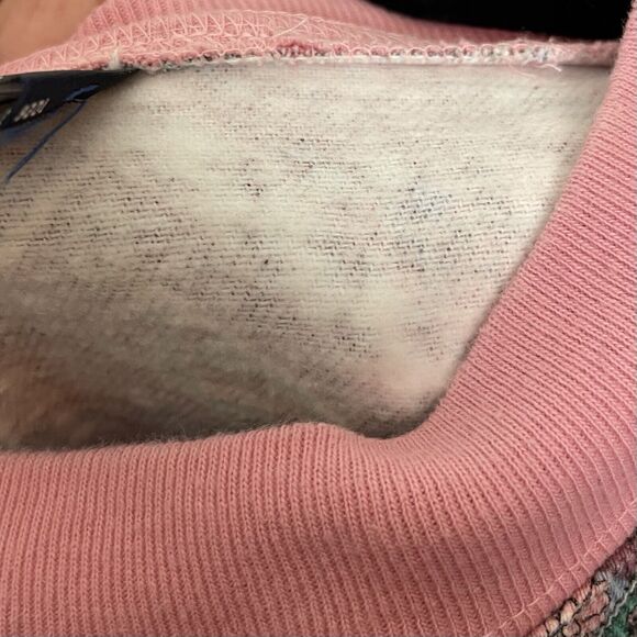 Vintage 90's Pink Patchwork Tapestry Fabric Print Top Sz Medium Made In USA - Picture 10 of 14